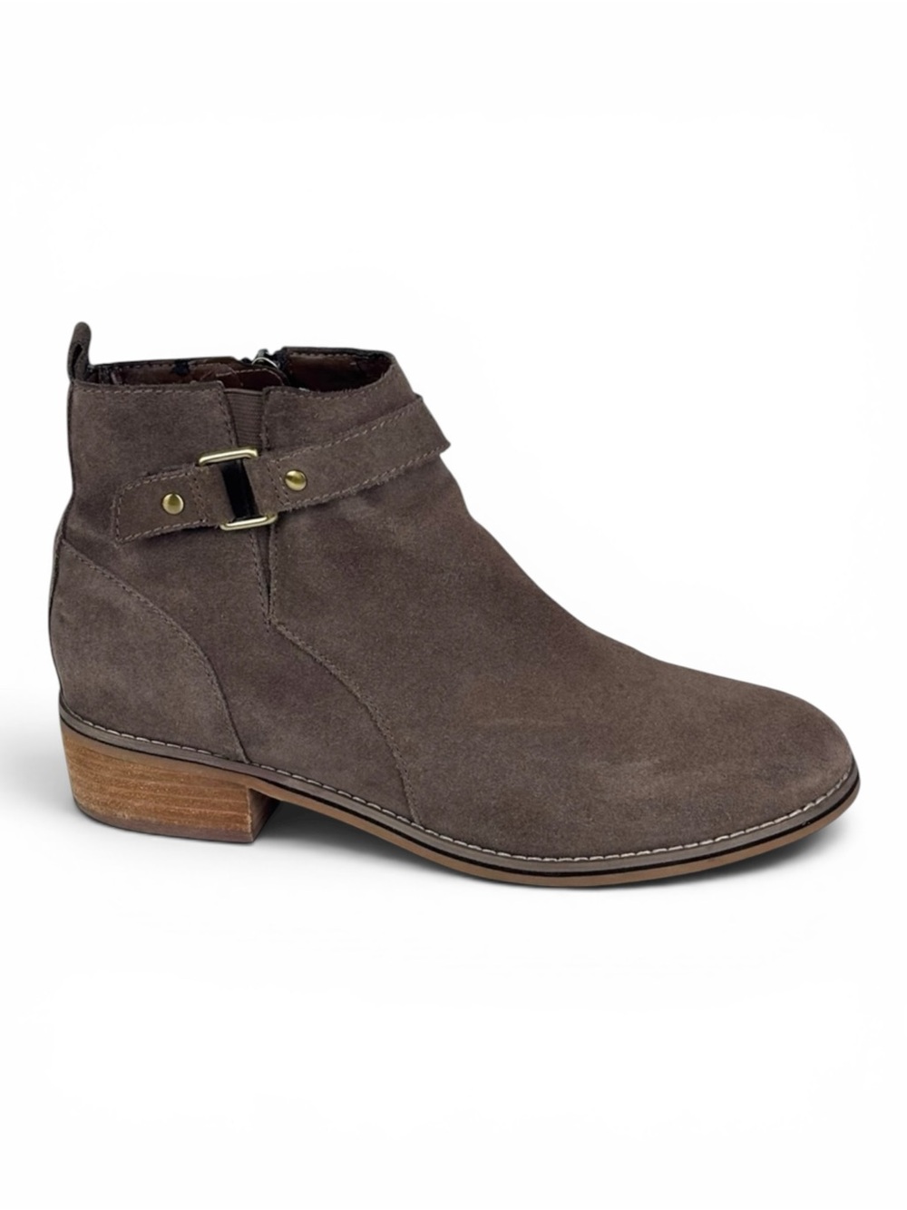BLONDO LUCA DARK TAUPE SUEDE LEATHER WATERPROOF ANKLE ZIP BOOT BOOTIES